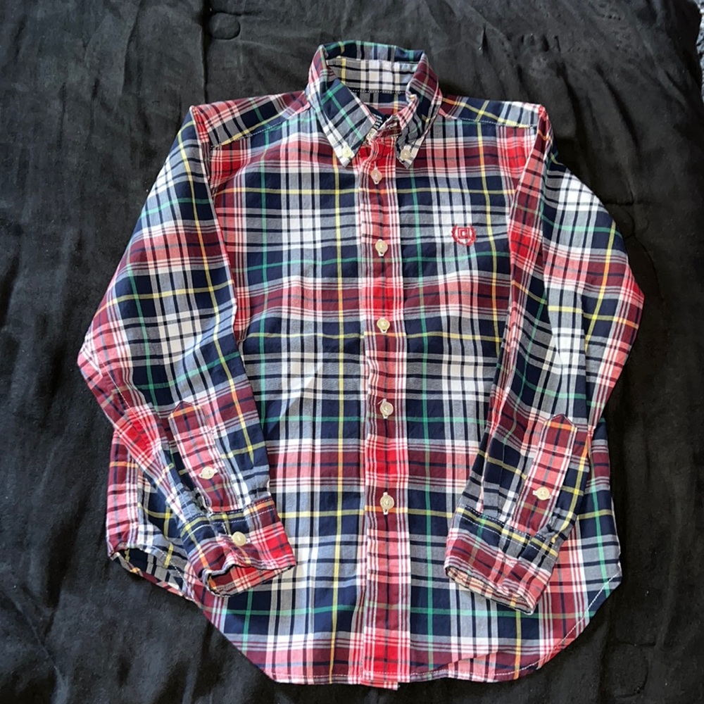 Champs Kid Boy Long Sleeve Button Down Plaid Shirt